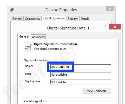 Screenshot of the OOO Link Ist certificate